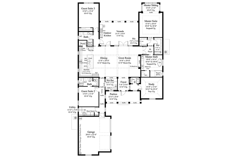 Dream House Plan - Floor Plan - Main Floor for Ranch House Plan #930-465 - 3 bed, 3.5 bath