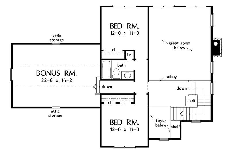 Home Plan - Floor Plan - Upper Floor for Farmhouse House Plan #929-688 - 3 bed, 2.5 bath