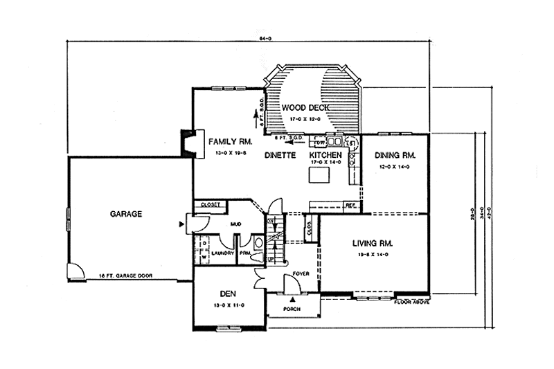 House Blueprint - Floor Plan - Main Floor for European House Plan #1001-6 - 4 bed, 2.5 bath
