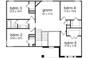 European Style House Plan - 5 Beds 2.5 Baths 2500 Sq/Ft Plan #84-234 