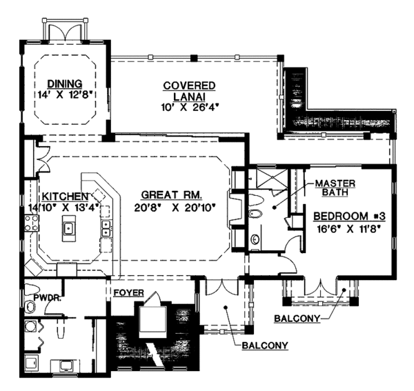 House Blueprint - Mediterranean Floor Plan - Upper Floor Plan #1017-97