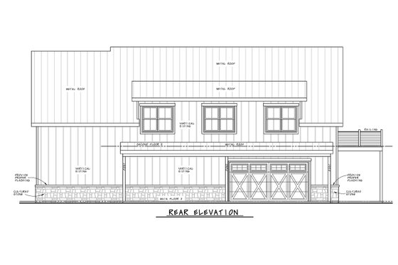 Exterior - Rear Elevation 1 for Barndominium House Plan #20-2574 - 1 bed, 2 bath