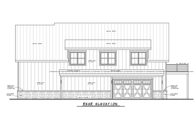 Architectural House Design - Exterior - Rear Elevation 1 for Barndominium House Plan #20-2574 - 1 bed, 2 bath