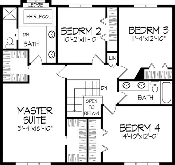 Home Plan - Tudor Floor Plan - Upper Floor Plan #51-907