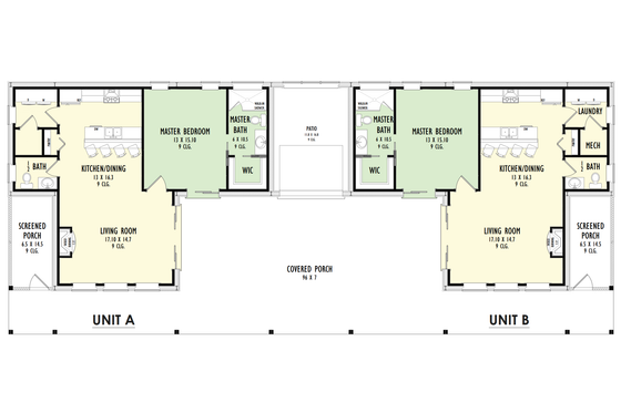 Floor Plan - Main Floor for Ranch House Plan #1092-55 - 2 bed, 3 bath