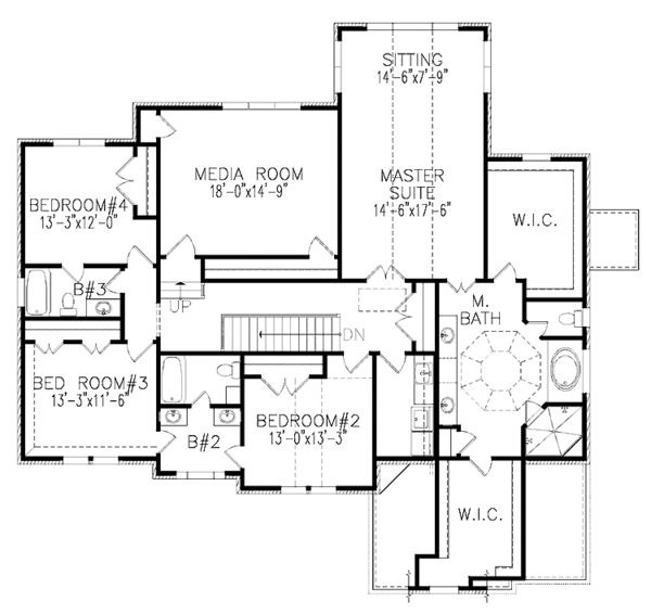 Dream House Plan - Traditional Floor Plan - Upper Floor Plan #54-333