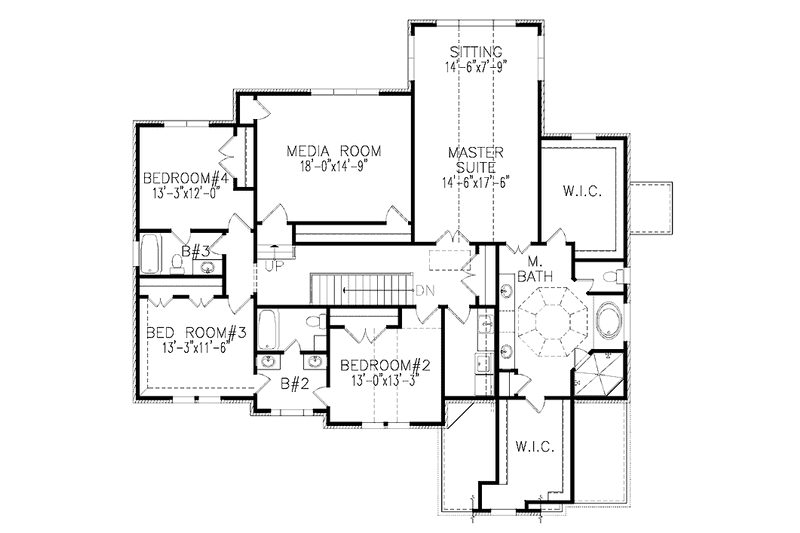 Architectural House Design - Floor Plan - Upper Floor for Traditional House Plan #54-333 - 5 bed, 4 bath
