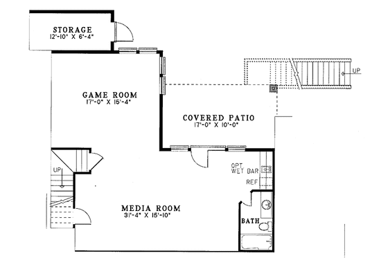 Floor Plan - Lower Floor for European House Plan #17-2711 - 3 bed, 2 bath