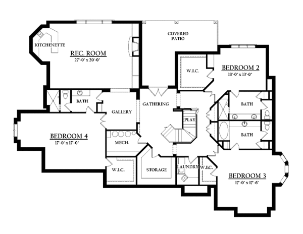 House Design - Country Floor Plan - Lower Floor Plan #937-8