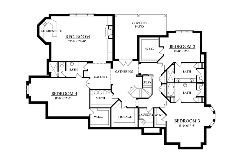 Home Plan - Floor Plan - Lower Floor for Country House Plan #937-8 - 4 bed, 5.5 bath