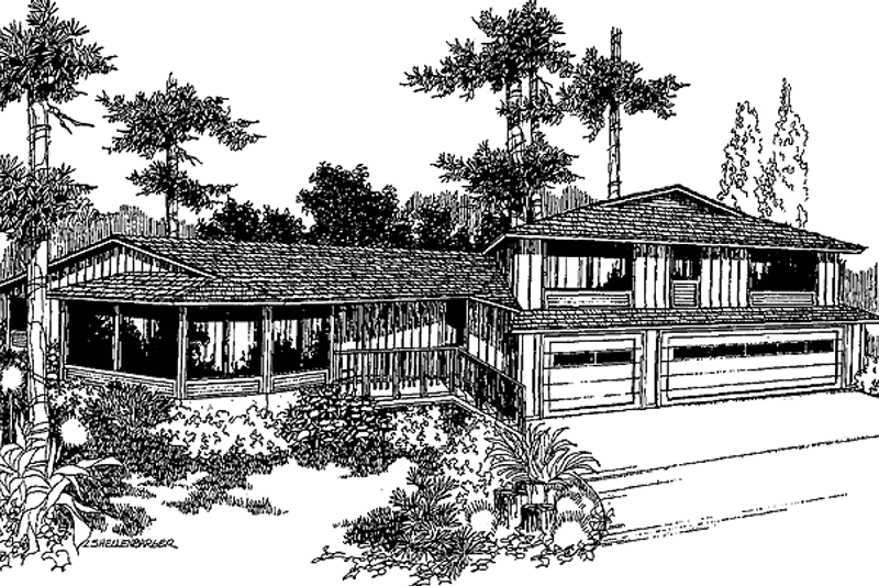 Architectural House Design - Prairie Exterior - Front Elevation Plan #60-931