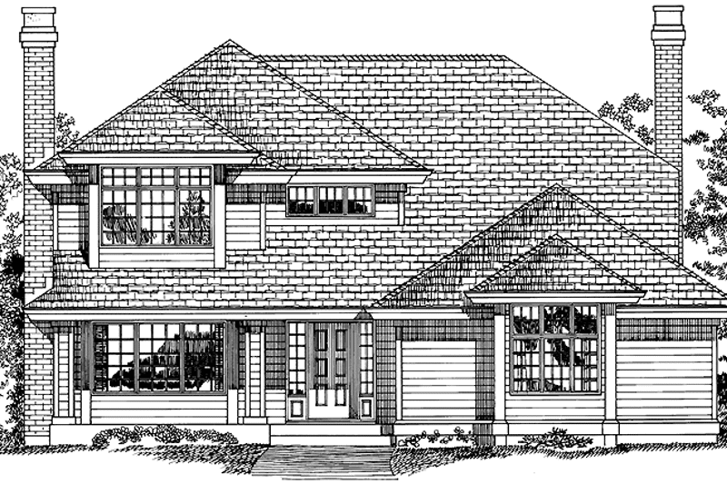 Home Plan - Exterior - Front Elevation 3 for Prairie House Plan #47-730 - 3 bed, 2.5 bath