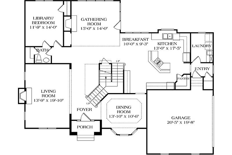 Architectural House Design - Floor Plan - Main Floor for Traditional House Plan #453-123 - 5 bed, 3.5 bath