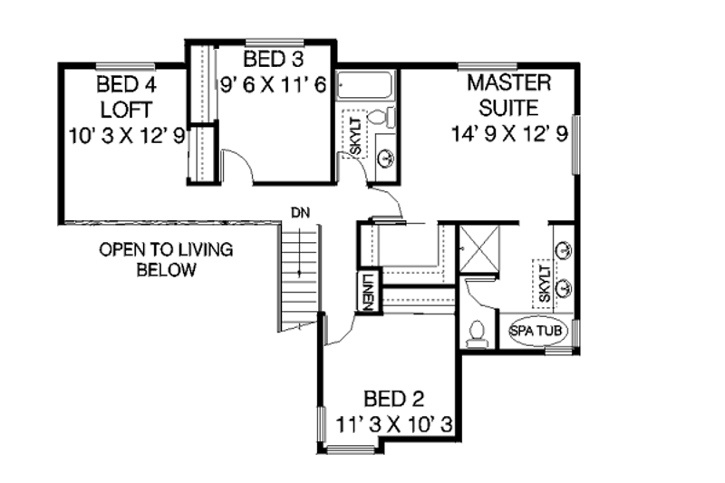 Home Plan - Floor Plan - Upper Floor for Traditional House Plan #60-462 - 4 bed, 2.5 bath