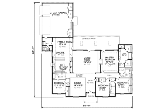 Floor Plan - Main Floor for Traditional House Plan #65-141 - 4 bed, 3.5 bath