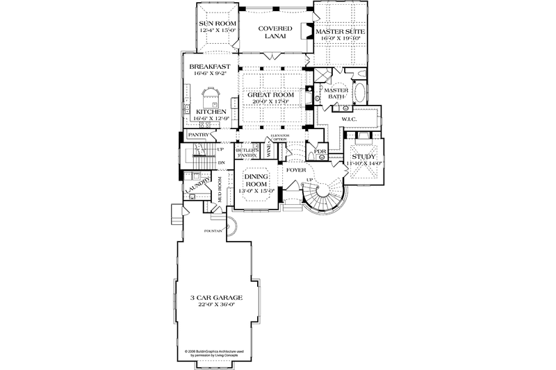 Home Plan - Floor Plan - Main Floor for European House Plan #453-603 - 4 bed, 4 bath