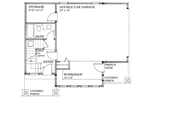 Floor Plan - Main Floor for Craftsman House Plan #118-161 - 1 bed, 1 bath