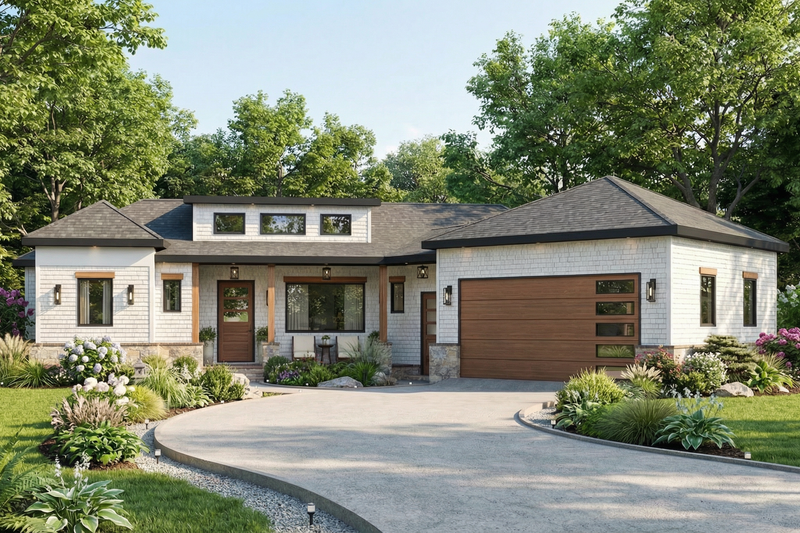 Home Plan - Exterior - Front Elevation 2 for Contemporary House Plan #54-688 - 3 bed, 2 bath