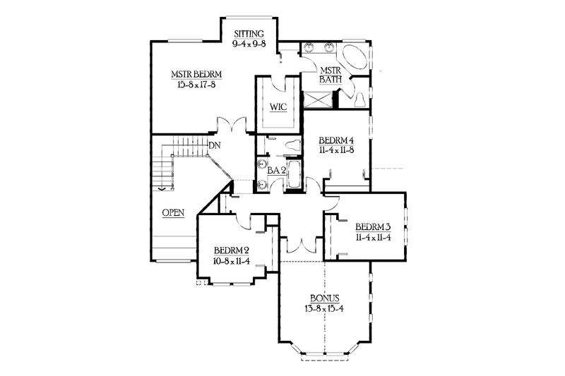 House Design - Floor Plan - Upper Floor for Craftsman House Plan #132-406 - 4 bed, 2.5 bath