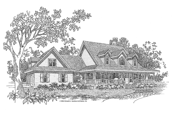 Exterior - Front Elevation 3 for Country House Plan #929-288 - 5 bed, 4.5 bath