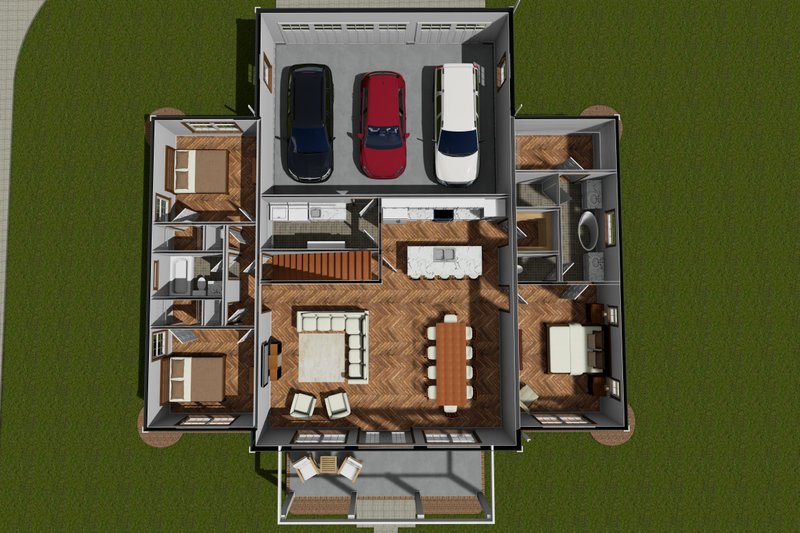 House Design - Floor Plan - Main Floor for Farmhouse House Plan #513-2255 - 3 bed, 2 bath