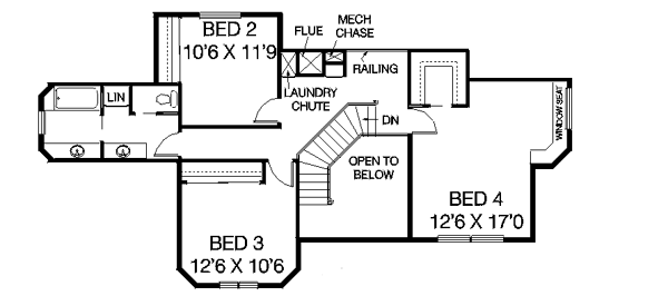Traditional Floor Plan - Upper Floor Plan #60-438