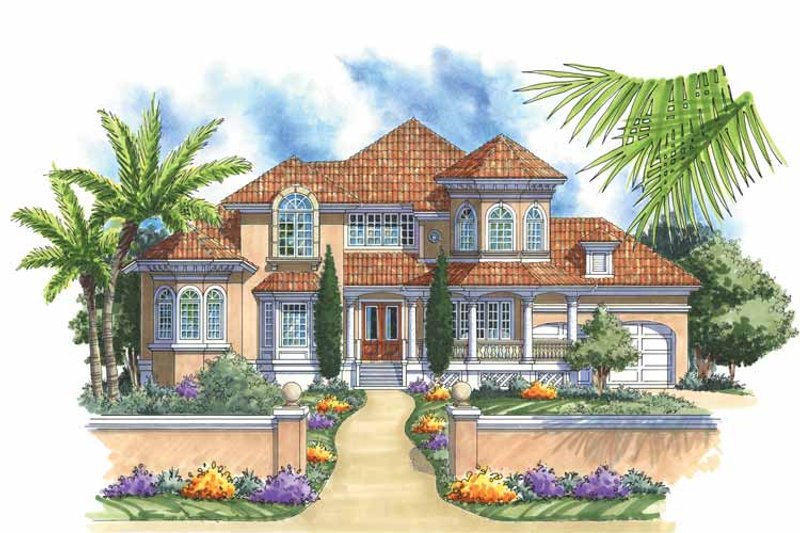 Home Plan - Exterior - Front Elevation 4 for Mediterranean House Plan #930-164 - 4 bed, 3.5 bath