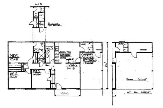 Floor Plan - Main Floor for Contemporary House Plan #30-246 - 3 bed, 2.5 bath