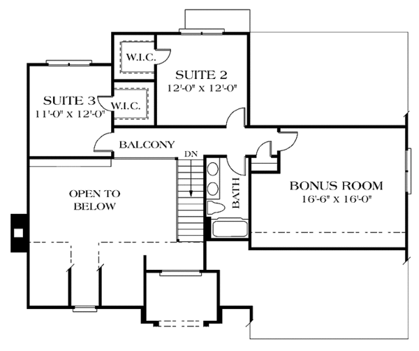 Dream House Plan - Traditional Floor Plan - Upper Floor Plan #453-482