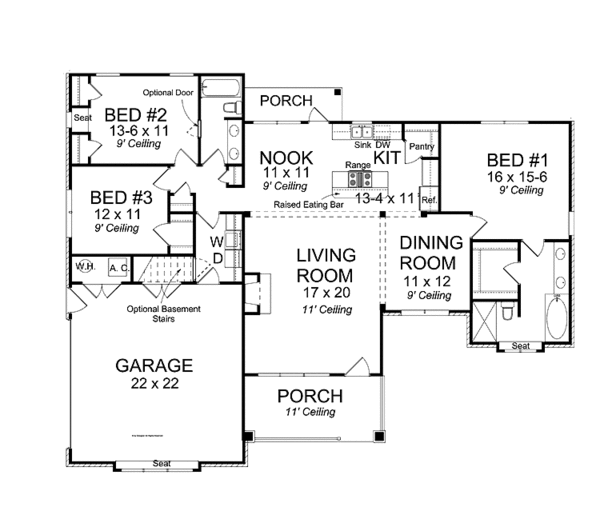 Dream House Plan - Traditional Floor Plan - Main Floor Plan #513-2143
