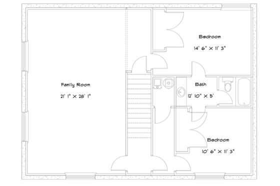 Floor Plan - Lower Floor for Cabin House Plan #1060-24 - 3 bed, 2.5 bath