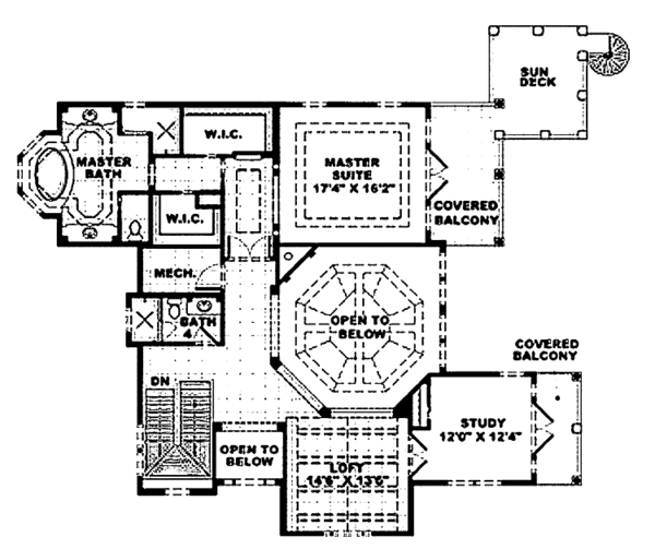 House Design - Southern Floor Plan - Upper Floor Plan #1017-53