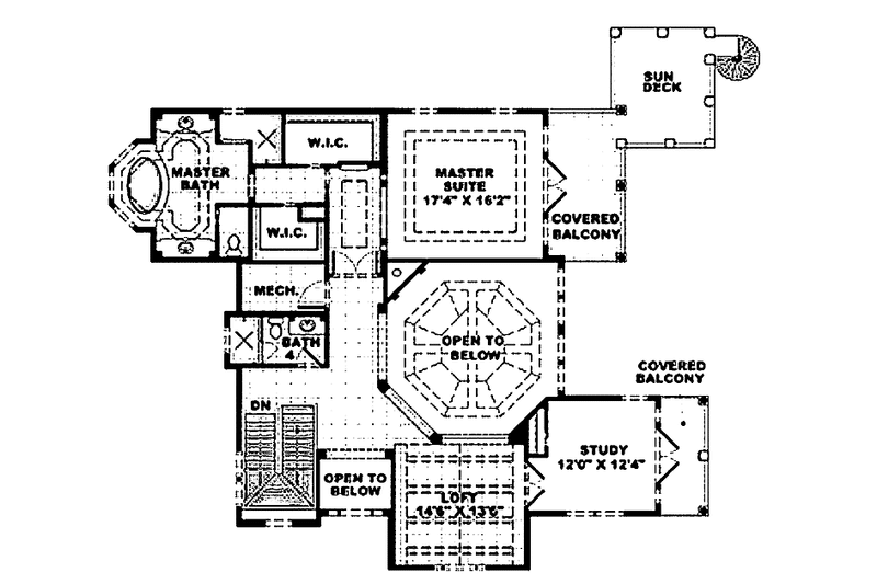 Dream House Plan - Floor Plan - Upper Floor for Southern House Plan #1017-53 - 3 bed, 4.5 bath