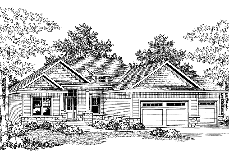 Architectural House Design - Exterior - Front Elevation 3 for Country House Plan #70-1404 - 5 bed, 3 bath