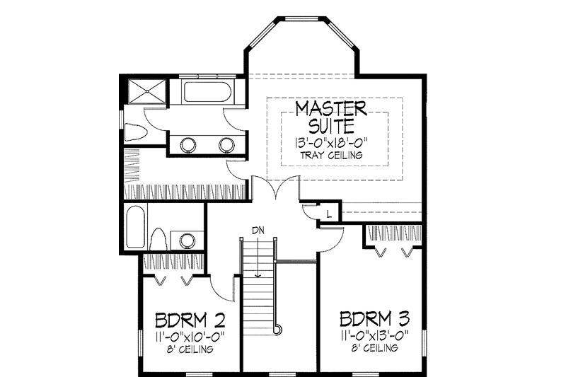 Architectural House Design - Floor Plan - Upper Floor for Classical House Plan #51-727 - 3 bed, 2.5 bath