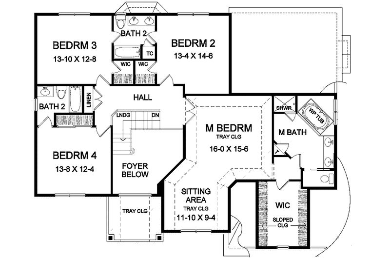 Home Plan - Floor Plan - Upper Floor for Classical House Plan #328-385 - 4 bed, 3.5 bath