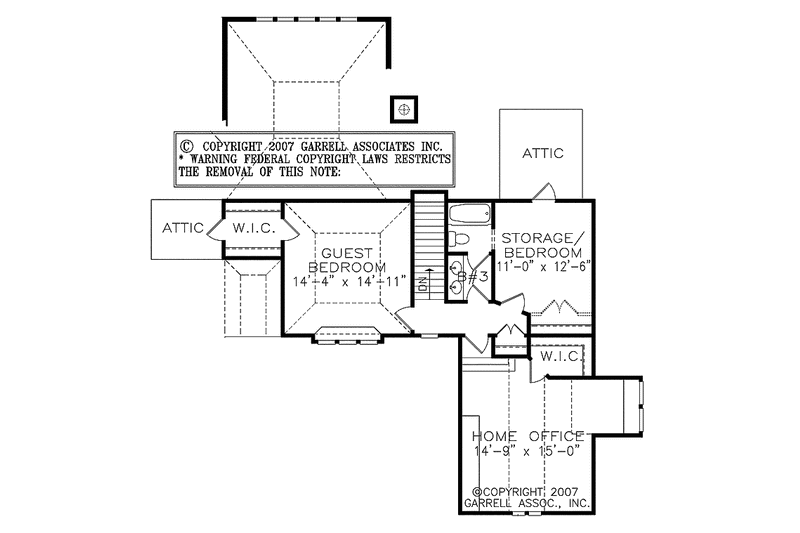 Dream House Plan - Floor Plan - Upper Floor for Craftsman House Plan #54-258 - 3 bed, 2.5 bath