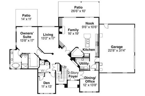 Floor Plan - Main Floor for European House Plan #124-742 - 3 bed, 3 bath