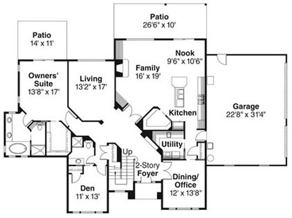 Dream House Plan - European Floor Plan - Main Floor Plan #124-742