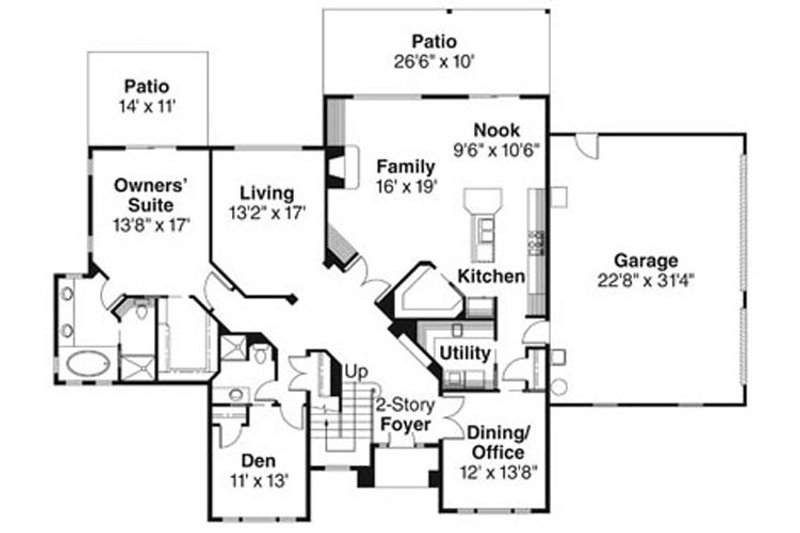 Home Plan - Floor Plan - Main Floor for European House Plan #124-742 - 3 bed, 3 bath