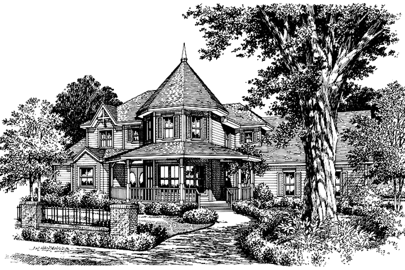 House Blueprint - Exterior - Front Elevation 3 for Victorian House Plan #417-545 - 4 bed, 3.5 bath