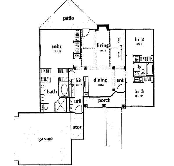 Southern Floor Plan - Main Floor Plan #36-406