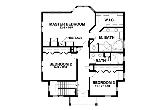Floor Plan - Upper Floor for Country House Plan #1042-5 - 3 bed, 2.5 bath