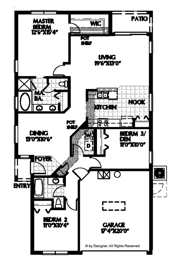 Home Plan - Mediterranean Floor Plan - Main Floor Plan #999-95
