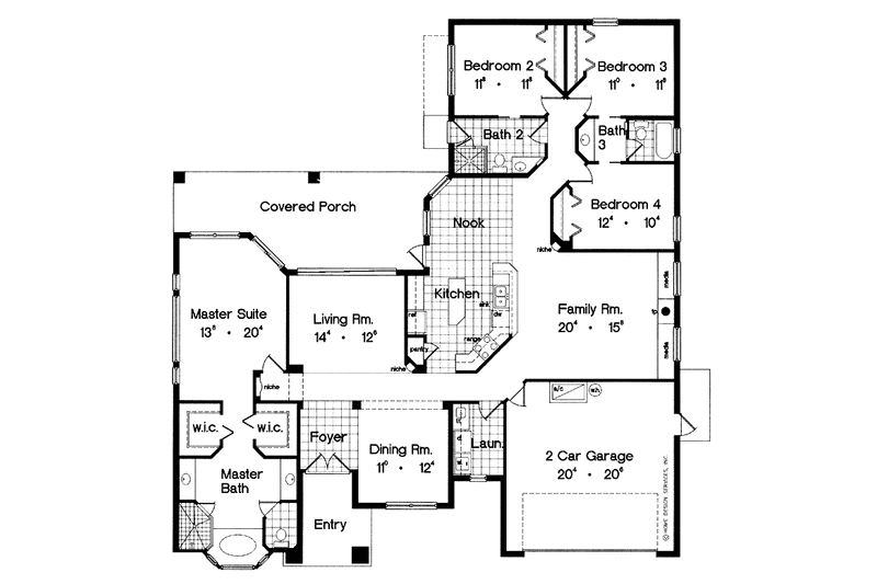 Home Plan - Floor Plan - Main Floor for Mediterranean House Plan #417-607 - 4 bed, 3 bath
