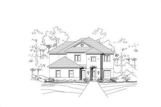 Exterior - Front Elevation for European House Plan #411-498 - 5 bed, 3.5 bath