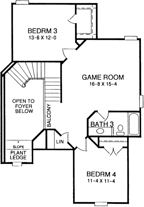 Architectural House Design - Colonial Floor Plan - Upper Floor Plan #952-36
