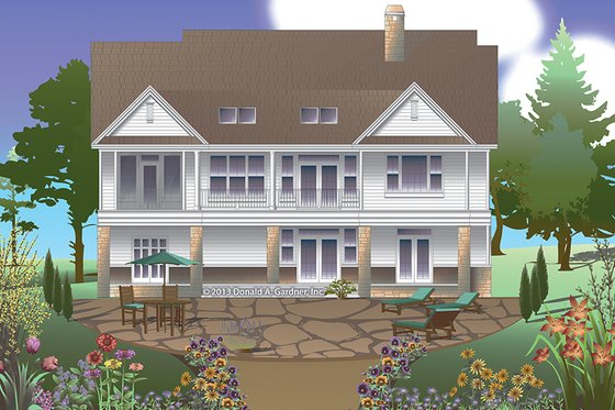 Exterior - Rear Elevation 1 for Traditional House Plan #929-983 - 4 bed, 3.5 bath