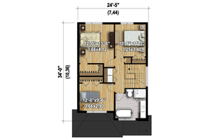 Floor Plan - Upper Floor 1 for Contemporary House Plan #25-4377 - 3 bed, 1 bath