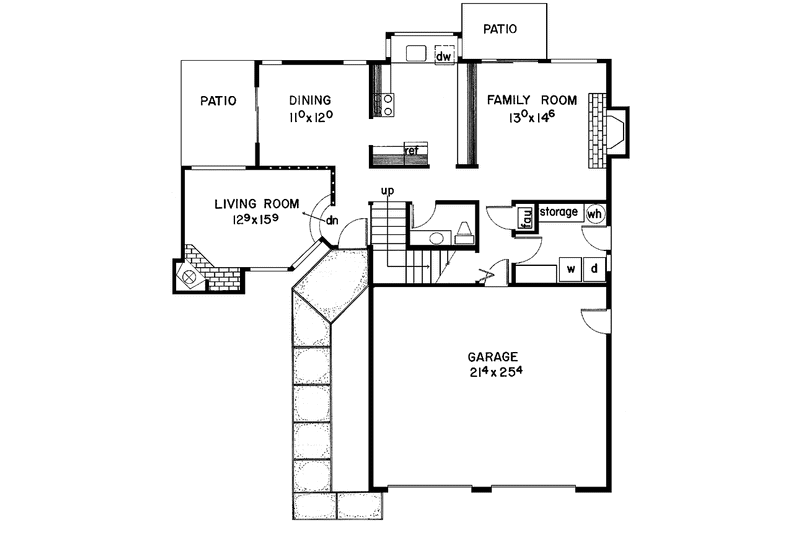 House Blueprint - Floor Plan - Main Floor for Contemporary House Plan #60-741 - 3 bed, 2.5 bath